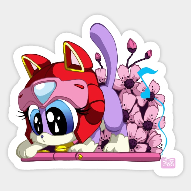 Samurai Pizza Kitten- Polly Sticker by Happy Bitey Snake